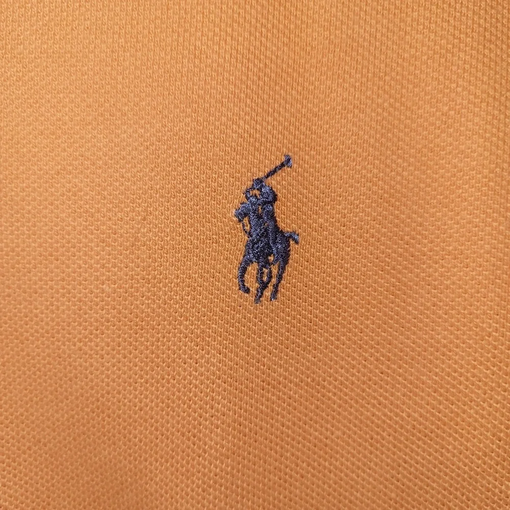 Polo Ralph Lauren Polo Shirt Men Large Orange Short Sleeve Cotton Pique Pony Vtg